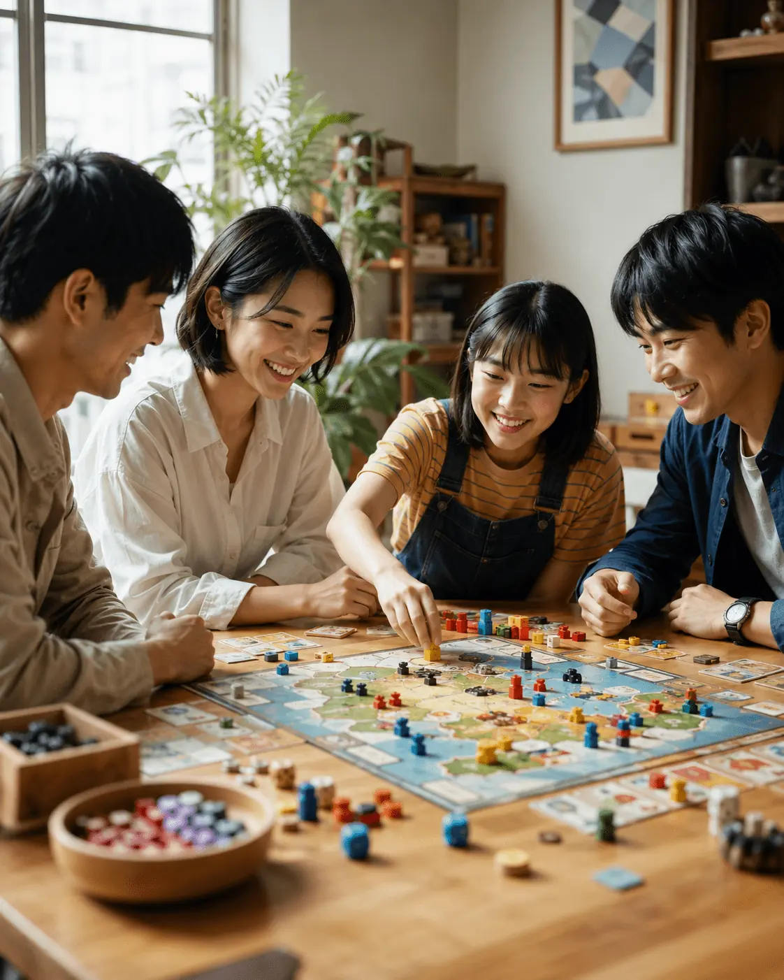 朋友一起遊玩桌遊的情境